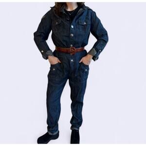 Y2K baby phat denim jean button jumpsuit coveralls boiler suit overalls